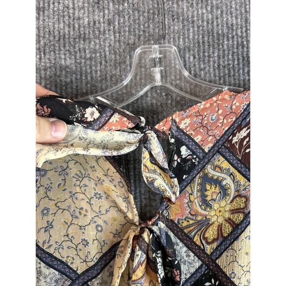 American Eagle Womens Blouse Size Small Patchwork Floral Bohemian Multi Color - Picture 3 of 10